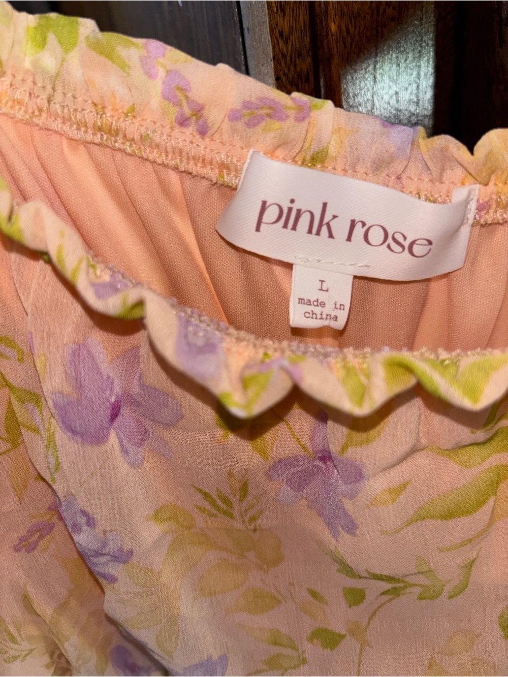 Pink Rose Pastel Yellow Floral Maxi Dress with Lavender Accents - Picture 5 of 7